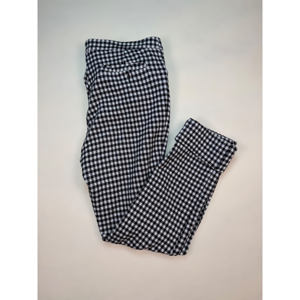 Anthropologie The Essential Crop Flare Pants Black White Gingham Size 4 US